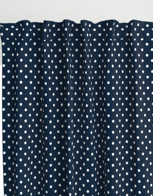 1/2 inch Classic White Polkadots on Navy Blue Curtains