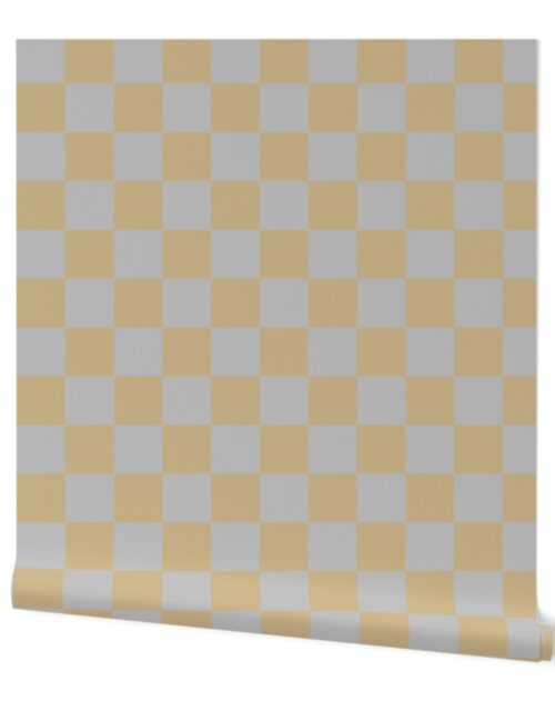 Classic 3″ Checkerboard Christmas Holiday Squares in Antique Silver and Gold Wallpaper