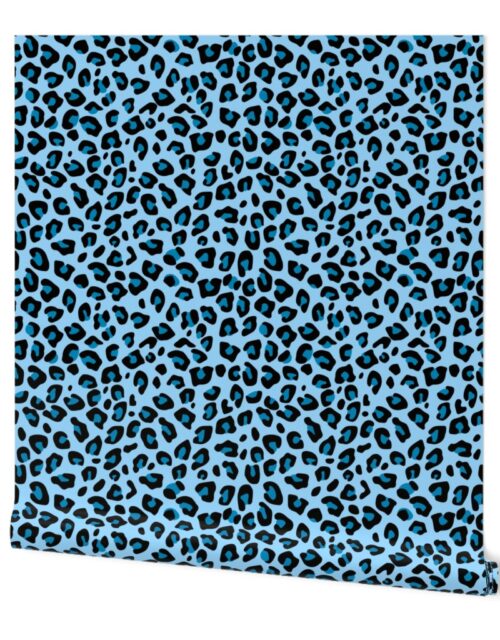 Large Blue Leopard Print Wallpaper