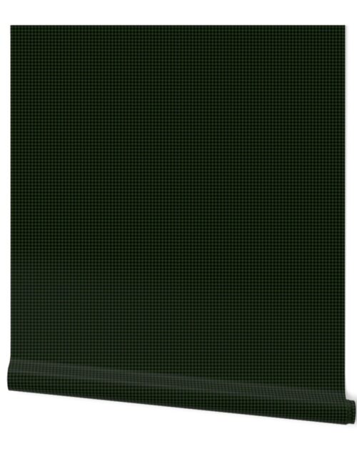 Small Dark Forest Green and Black Houndstooth Check Wallpaper