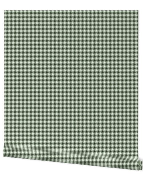 Small Dark Forest Green and White Houndstooth Check Wallpaper