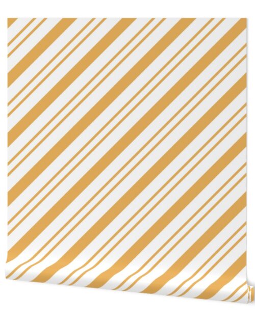 Large Classic Christmas Gold  Diagonal Christmas Candy Stripes Wallpaper