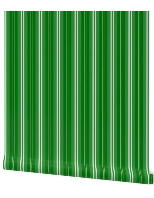 Christmas Green Shaded Pin Stripe Wallpaper
