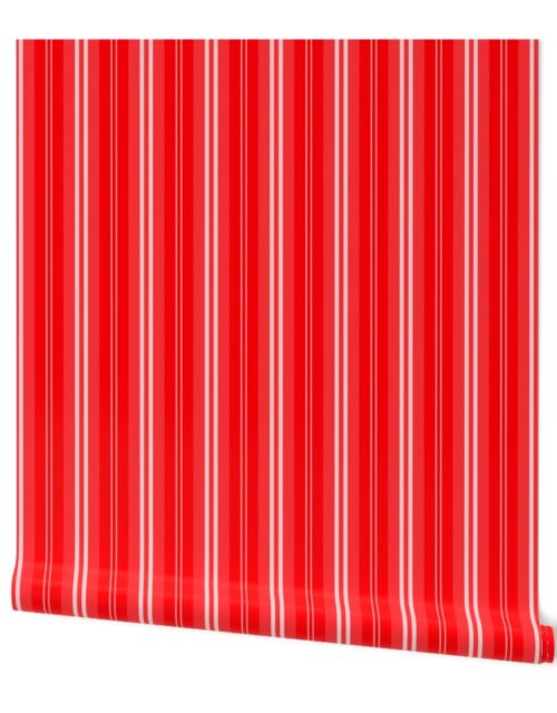 Christmas Red Shaded Pin Stripe Wallpaper