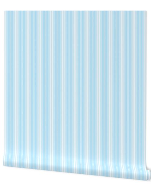 Pastel Baby Blue Shaded Pin Stripe Wallpaper