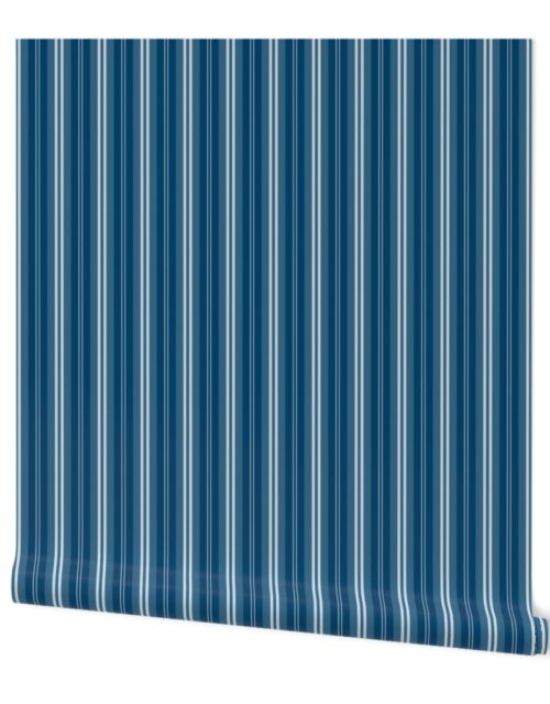 Two-tone Midnight Blue Shaded Pin Stripe Wallpaper
