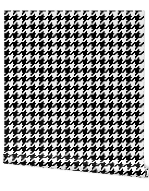 Classic Black and White Geometric Houndstooth Repeat Wallpaper