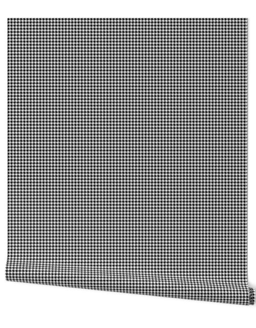 Micro Classic Black and White Geometric Houndstooth Repeat Wallpaper