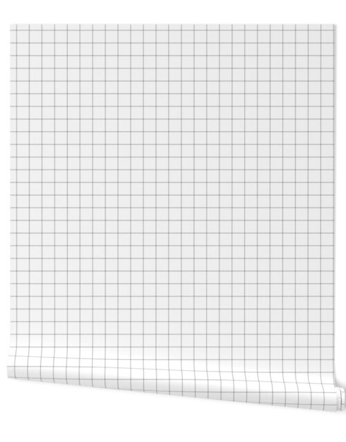 1  inch Black Grid Lines on White Wallpaper