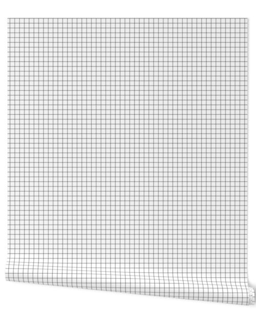 1/2  inch Black Grid Lines on White Wallpaper