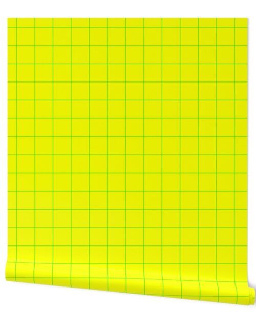 Green on Yellow on Lemon and Lime Grid 2 inch Wallpaper