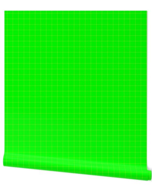 Yellow on Green on Lemon and Lime Grid 1 inch Wallpaper