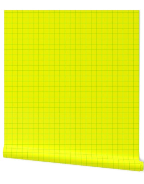 Green on Yellow on Lemon and Lime Grid 1 inch Wallpaper
