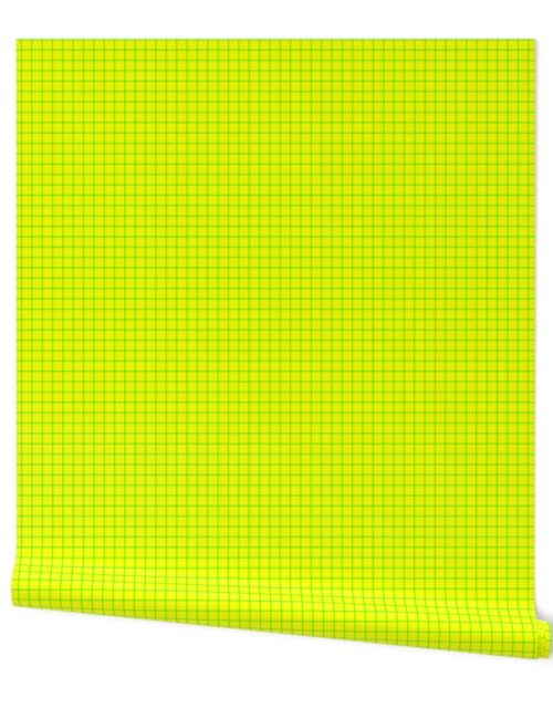 Green on Yellow on Lemon and Lime Grid 1/2 inch Wallpaper