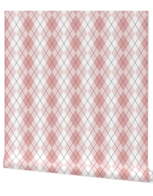 Light Pink Argyle Diamond Check Wallpaper