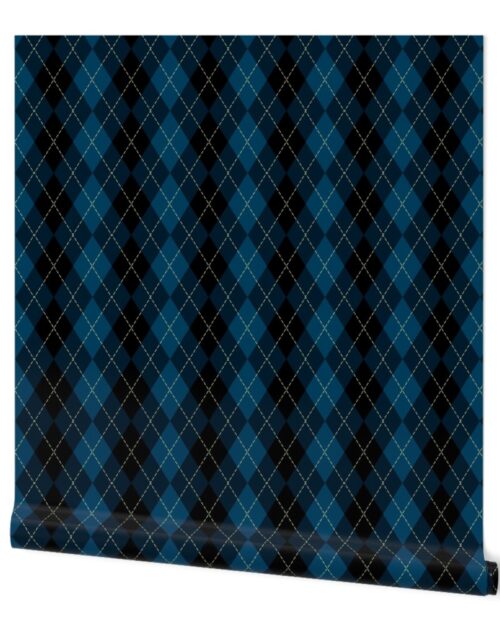 Dark Blue Argyle Diamond Check Wallpaper