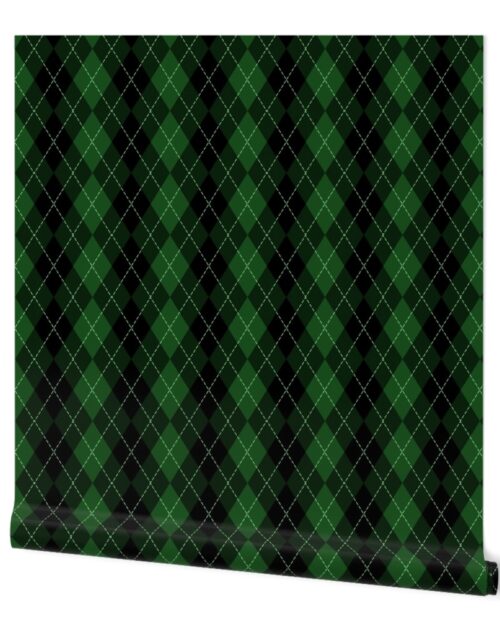 Dark Green Argyle Diamond Check Wallpaper