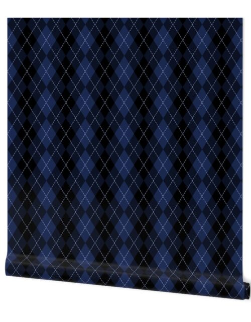 Dark Royal Blue Argyle Diamond Check Wallpaper