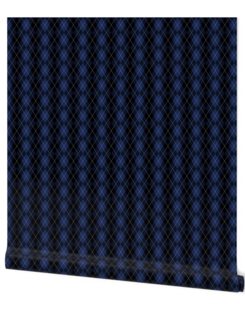 Small Dark Royal Blue Argyle Diamond Check Wallpaper