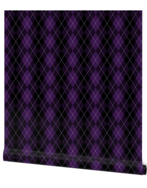 Dark Purple Argyle Diamond Check Wallpaper