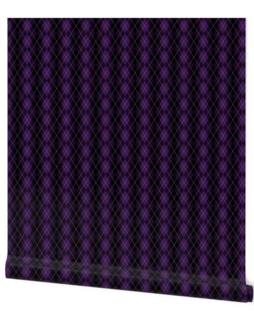 Small Dark Purple Argyle Diamond Check Wallpaper