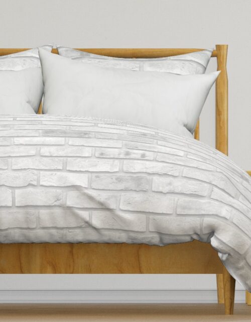 White Washed Brick Wall in Realistic Photo-Effect Life Size Duvet Cover