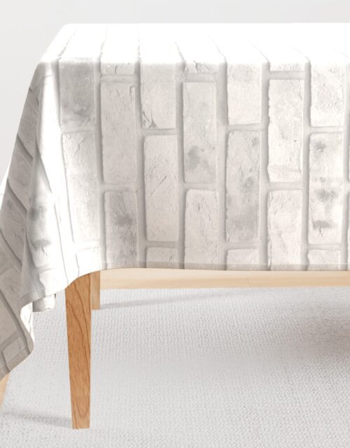 White Washed Brick Wall in Realistic Photo-Effect Life Size Rectangular Tablecloth