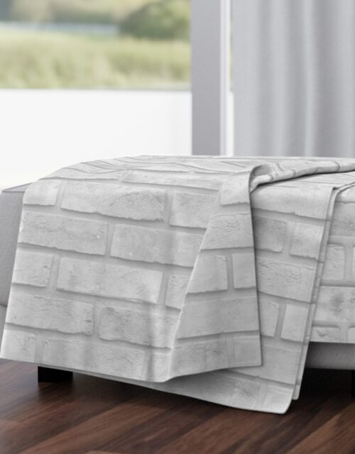 White Washed Brick Wall in Realistic Photo-Effect Life Size Throw Blanket