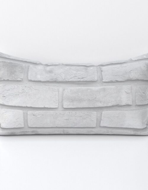 White Washed Brick Wall in Realistic Photo-Effect Life Size Lumbar Throw Pillow