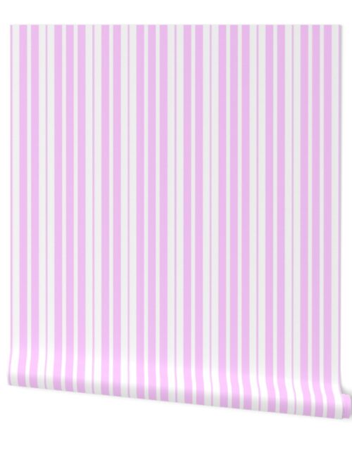 Vertical Lifesize Piano Striped Pink and White Wallpaper