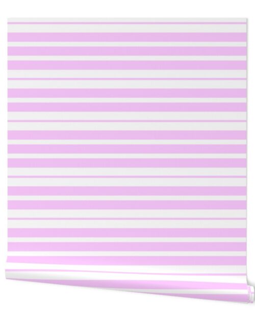 Horizontal  Lifesize Piano Stripe Pink and White Wallpaper