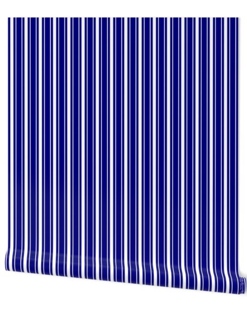 Navy Blue White Mattress Ticking Bed Stripe Wallpaper