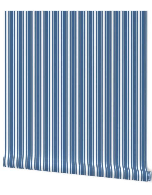 Queen Blue White Mattress Ticking Bed Stripe Wallpaper