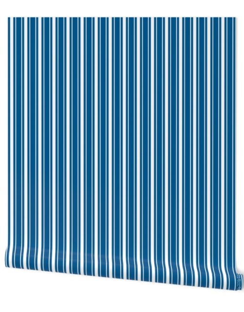 Imperial Blue White Mattress Ticking Bed Stripe Wallpaper
