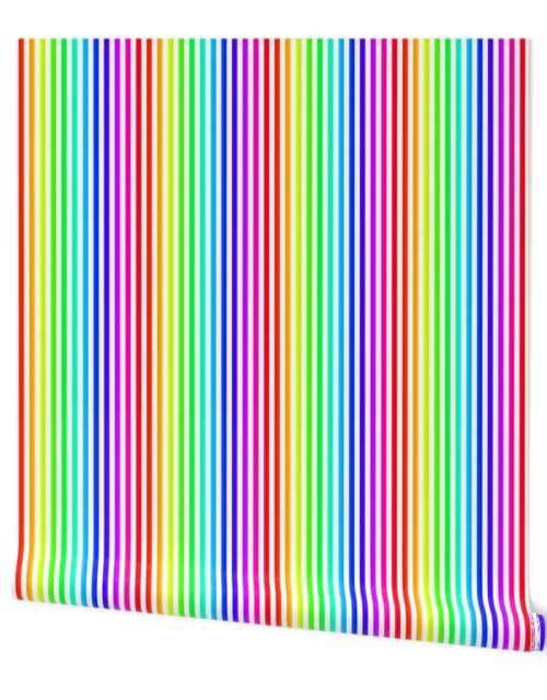 Neon Rainbow Ombre Stripes Wallpaper