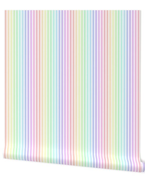Pastel Rainbow Ombre Stripes Wallpaper