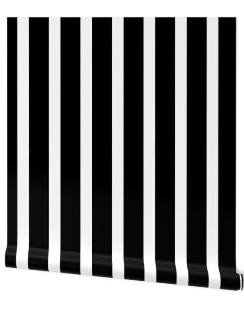 Classic Black and White Referee Stripes Wider Black Stripes Wallpaper