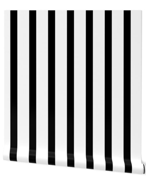 Classic Black and White Referee Stripes Wider White Stripes Wallpaper