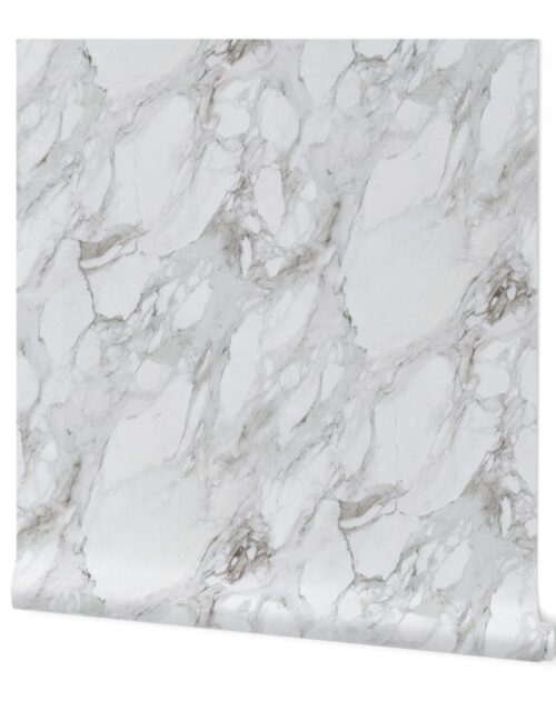 White Natural Marble  – Natural Grey Veined Stone Wallpaper