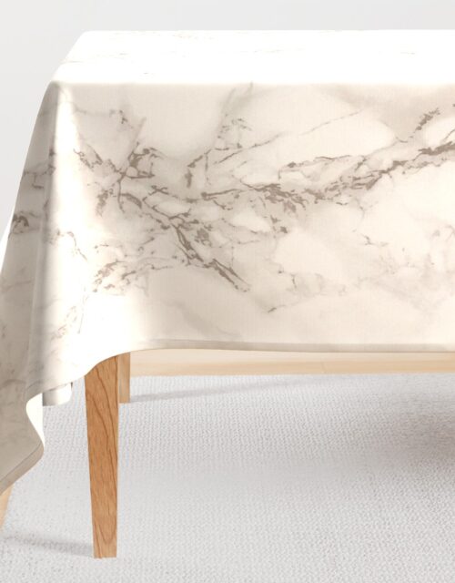 Classic Beige and White Marble Natural Stone Veining Quartz Rectangular Tablecloth