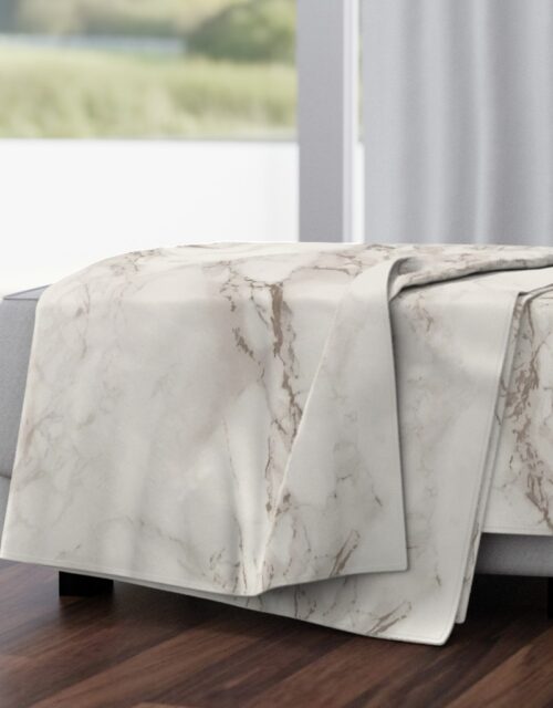 Classic Beige and White Marble Natural Stone Veining Quartz Throw Blanket