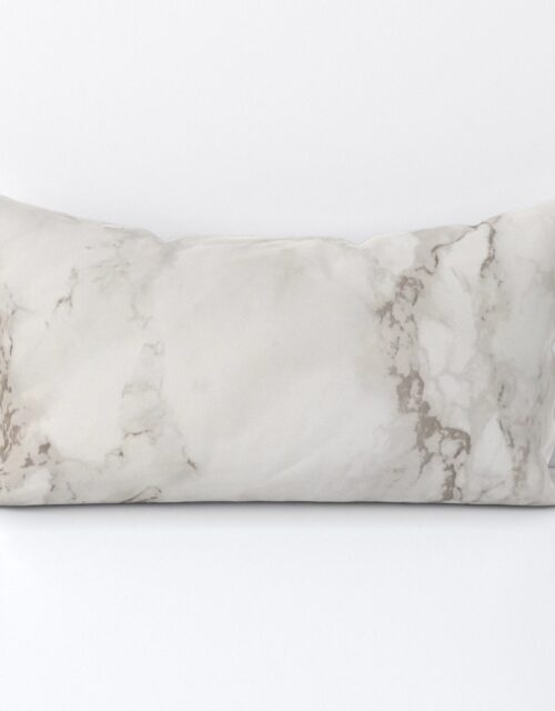Classic Beige and White Marble Natural Stone Veining Quartz Lumbar Throw Pillow