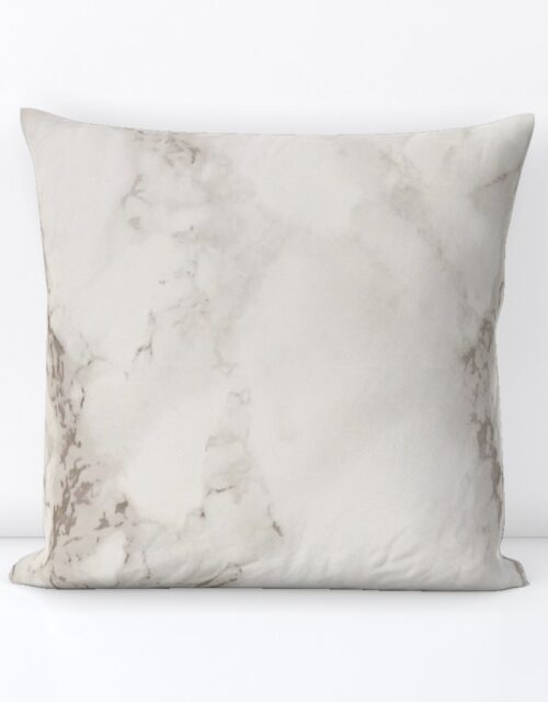 Classic Beige and White Marble Natural Stone Veining Quartz Square Throw Pillow