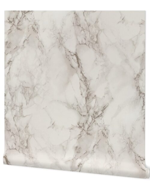 Classic Beige and White Marble Natural Stone Veining Quartz Wallpaper