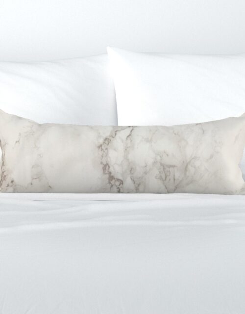 Classic Beige and White Marble Natural Stone Veining Quartz Extra Long Lumbar Pillow