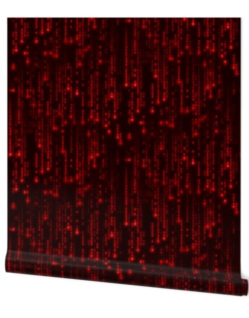 Neon Red Digital Rain Computer Code Wallpaper