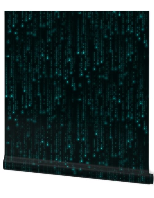 Neon Aqua Digital Rain Computer Code Wallpaper