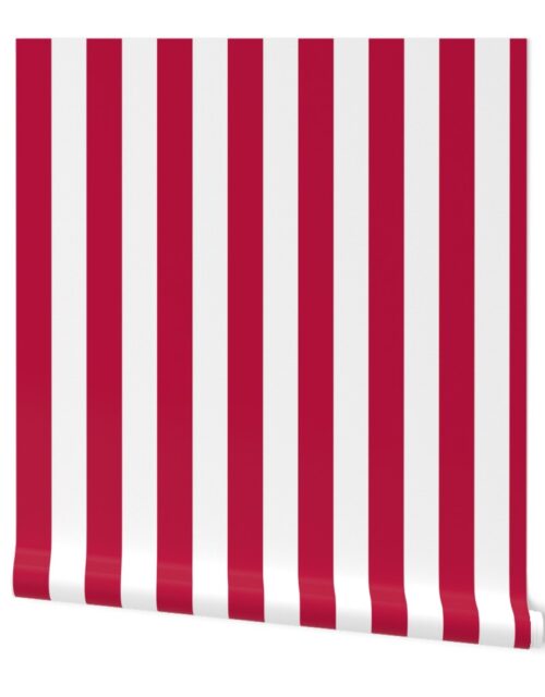 Alabama State Crimson Red and White Vertical Stripes Wallpaper