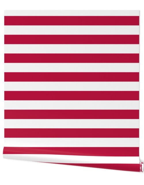 Alabama State Crimson Red and White Horizontal Stripes Wallpaper