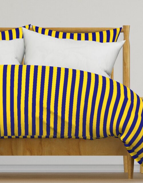 California Blue and Gold Vertical 1 inch Stripes Duvet Cover